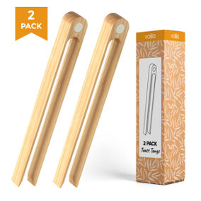 Wooden Bamboo Toast Tongs, Kitchen Toaster Tongs with Magnet Cooking Chopsticks 2 Pack