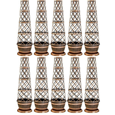 Wooden Barrel Effect Tower Patio Pot x 10 - Ideal for Climbing Plants