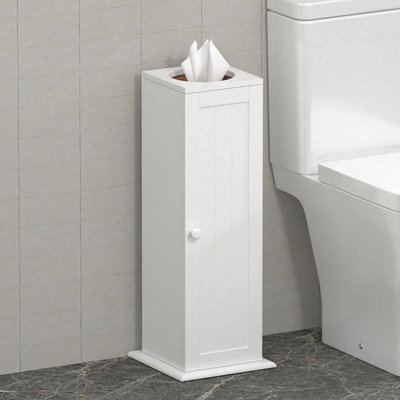 Wooden Bathroom Storage Unit with Toilet Roll Cabinet, Tissue Paper Holder Organizer, Compact Freestanding Design