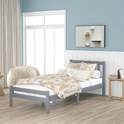 White wooden deals twin bed frame