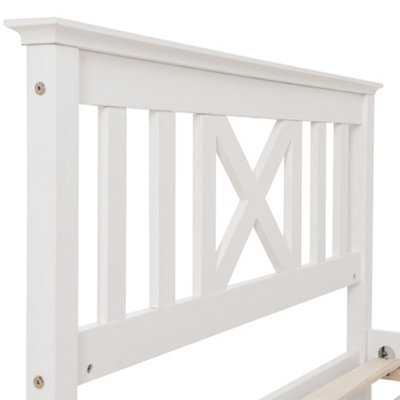 Wooden Bed Frame with Drawers Single Storage Bed Solid Pine Wood, 3FT ...