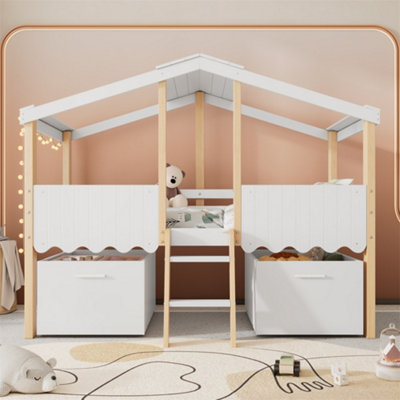 Wooden Bed, Storage Bed, Children's Bed, 3Ft Single Bed 90X190Cm, Roof ...
