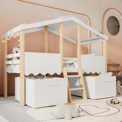 Wooden Bed, Storage Bed, Children's Bed, 3Ft Single Bed 90X190Cm, Roof ...