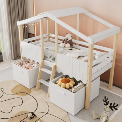 Wooden Bed, Storage Bed, Children's Bed, 3Ft Single Bed 90X190Cm, Roof ...
