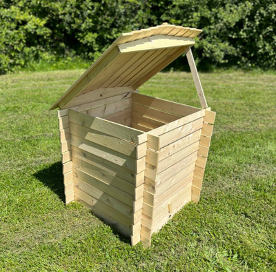Wooden Beehive Compost Bin Slatted Garden Composter (74cm x 80cm)