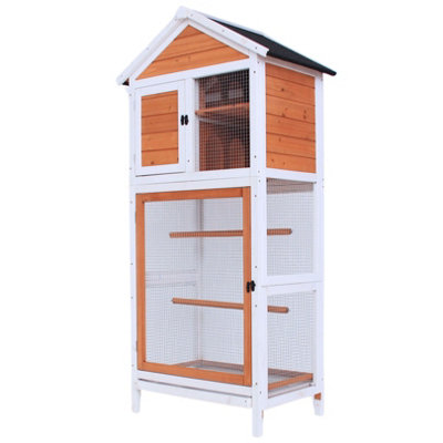 Wooden Bird Aviary Outdoor, Indoor - Extra Large Bird Cage (163x60x40 cm) with Two Tier Nest and Removable Slide-Out Bottom Tray Price Comparisons | Compare The Build