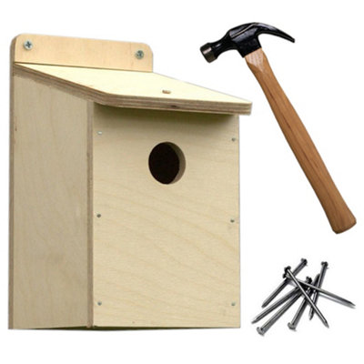 Wooden Bird Box Self Assembly DIY Kit with 32mm Entrance Hole