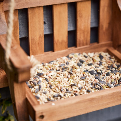 Wooden Bird Feeder Seed Tray Dish Wooden Chair Swing Hanging Bird Dish Gardening Gift Idea - 6