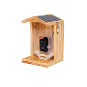 Wooden Bird Feeder with AI Bird Detection Camera