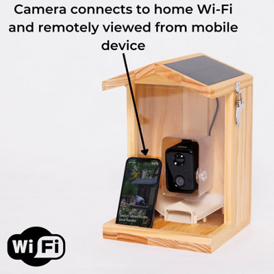 Wooden Bird Feeder with AI Bird Detection Camera - 4