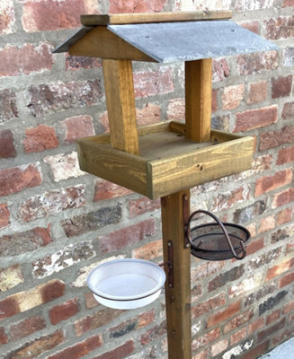 Bird Feeder Stand Traditional Wooden Bird Table Feeding Station - Large Oak Free Standing Garden Bird Feeder Wooden Bird Feeders - Foto 7