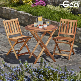 Wooden Bistro Furniture Set Outdoor Folding Patio Table with 2 Chairs