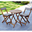 Wooden Bistro Set with Cushions - Weather Resistant Foldable Outdoor Garden Table & 2 Chairs for Patio, Decking, Balcony - Natural