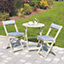 Wooden Bistro Set with Cushions - Weather Resistant Foldable Outdoor Garden Table & 2 Chairs for Patio, Decking, Balcony - White