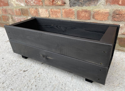 Wooden Black Garden Planter Box (W) 60cm (H) 22cm