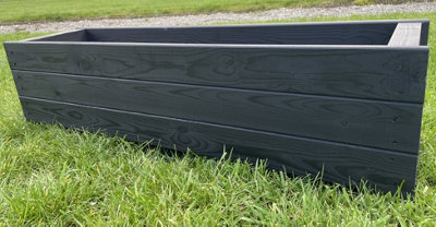 Wooden Black Trough Planter Rectangular Garden Window Box Large Fully Assembled 1000mm - 4