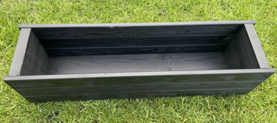 Wooden Black Trough Planter Rectangular Garden Window Box Large Fully Assembled 1000mm - 5