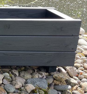 Wooden Black Trough Planter Rectangular Garden Window Box Large Fully Assembled 1000mm - 6