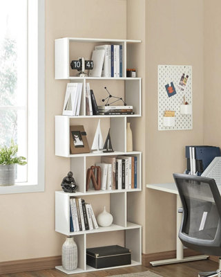 Wooden Bookcase Cube Display Shelf and Room Divider Freestanding Decorative Contemporary 6 Tier Storage Shelving Bookshelf Unit