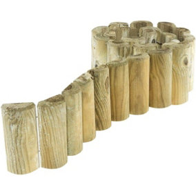 Wooden Border Roll 1.8m x 15cm Picket Log Border Fence Garden Outdoor Lawn Edging Fence for Flower Beds Lawns Paths