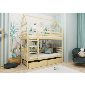 Wooden Bunk Bed Axel with Bonnell Mattresses in Pine W1980mm x H1930mm x D980mm