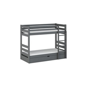 Wooden Bunk Bed Aya With Storage in Graphite W1980mm x H1450mm x D980mm