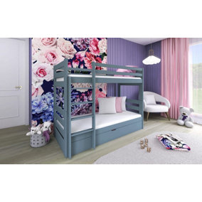 Wooden Bunk Bed Aya With Storage in Grey W1980mm x H1450mm x D980mm