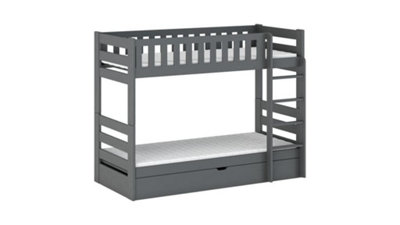 Wooden Bunk Bed Focus With Storage and Bonnell Mattresses in Graphite W1980mm x H1450mm x D980mm