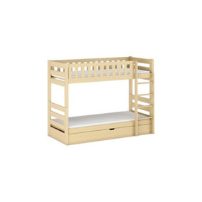 Wooden Bunk Bed Focus With Storage and Bonnell Mattresses in Pine W1980mm x H1450mm x D980mm