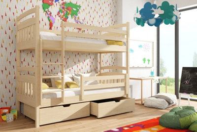 Wooden Bunk Bed Gabi with Storage in Pine W1980mm x H1640mm x D980mm