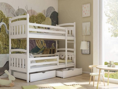 Wooden Bunk Bed Gabi with Storage in White W1980mm x H1640mm x D980mm