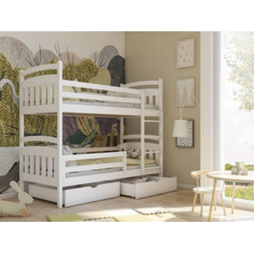 Wooden Bunk Bed Gabi with Storage in White W1980mm x H1640mm x D980mm