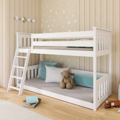 Wooden Bunk Bed Kevin in White W1980mm x H1300mm x D980mm