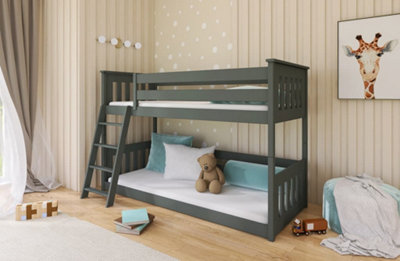 Wooden Bunk Bed Kevin with Foam Mattresses in Graphie W1980mm x H1300mm x D980mm