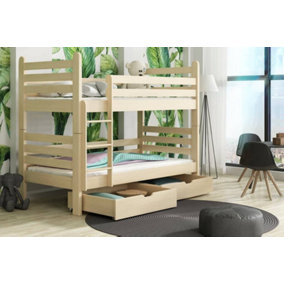 Wooden Bunk Bed Patryk with Storage in Pine W1980mm x H1610mm x D980mm