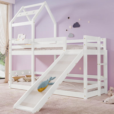 Wooden Bunk Bed Tree House with Slide and Ladder 90 x 190 cm 3FT Cabin Bed