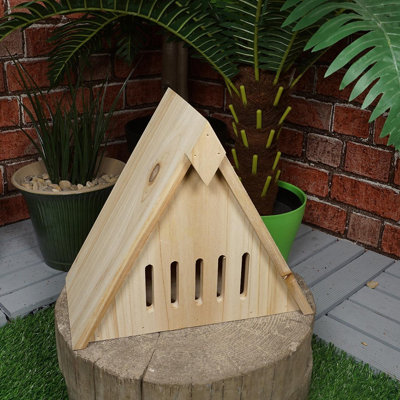Wooden Butterfly House - Freestanding or Wall Mounted Outdoor Garden Insect Hotel Shelter Nesting Box with Multiple Openings