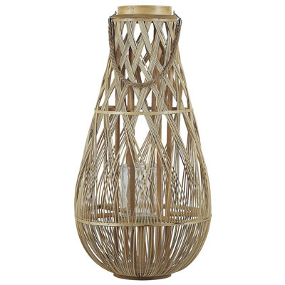 Wooden Candle Lantern 77 cm Natural TONGA