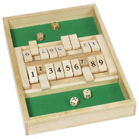 Wooden Childrens Counting Game Double Shut the Box Dice Wood Block Play Set