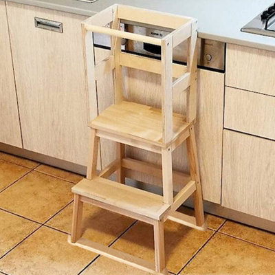 Wooden Childrens Toddler Learning Step Stool Stairs Ladder Kitchen Helper Tower