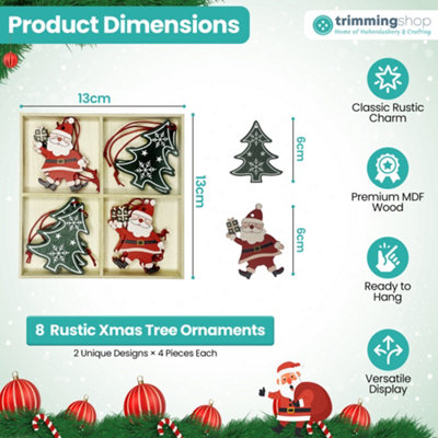 Wooden Christmas Hanging Decorations, Rustic Xmas Tree Ornaments with ...