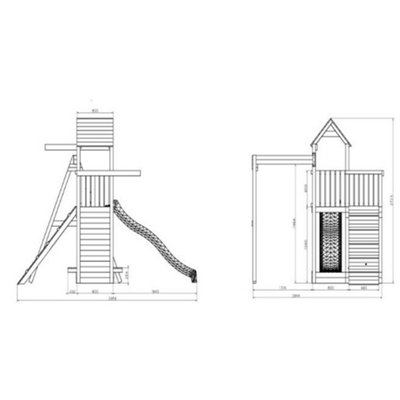 Wooden Climbing Frame Tower in Grey & White with Single Swing & Slide