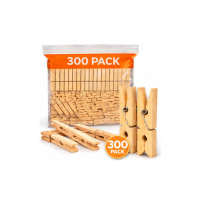 Wooden Clothes Pegs 300 Pack Strong Laundry Pegs for Washing Line ...