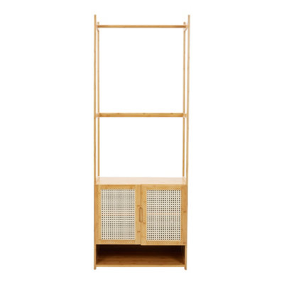 Wooden Clothes Rack with Cabinet Freestanding for Bedroom Living Room Hallway - 3