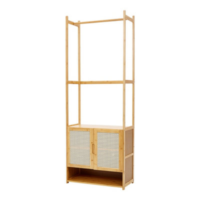 Wooden Clothes Rack with Cabinet Freestanding for Bedroom Living Room Hallway - 4