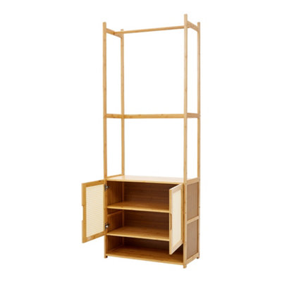 Wooden Clothes Rack with Cabinet Freestanding for Bedroom Living Room Hallway - 5