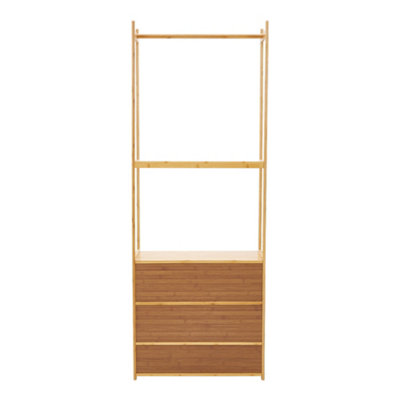 Wooden Clothes Rack with Cabinet Freestanding for Bedroom Living Room Hallway - 6