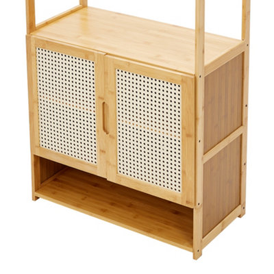 Wooden Clothes Rack with Cabinet Freestanding for Bedroom Living Room Hallway - 7