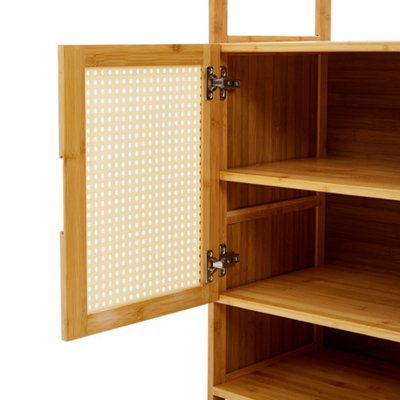 Wooden Clothes Rack with Cabinet Freestanding for Bedroom Living Room Hallway - 8