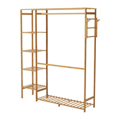 Wooden Clothes Rack with Side Hooks and 5 Shelves 121 x 30 x 146.5cm - 6